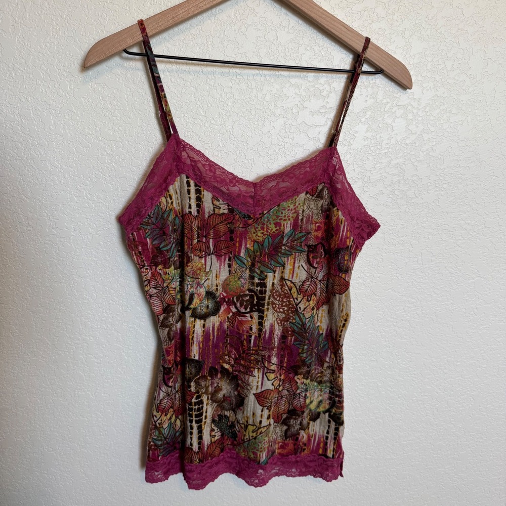 Vintage Y2K Boho Fairycore Lace Cami No Boundaries Medium Multicolor